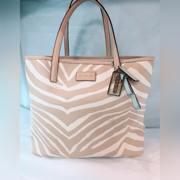 COACH Park Tan & Cream Zebra Print Metro Tote, F26983