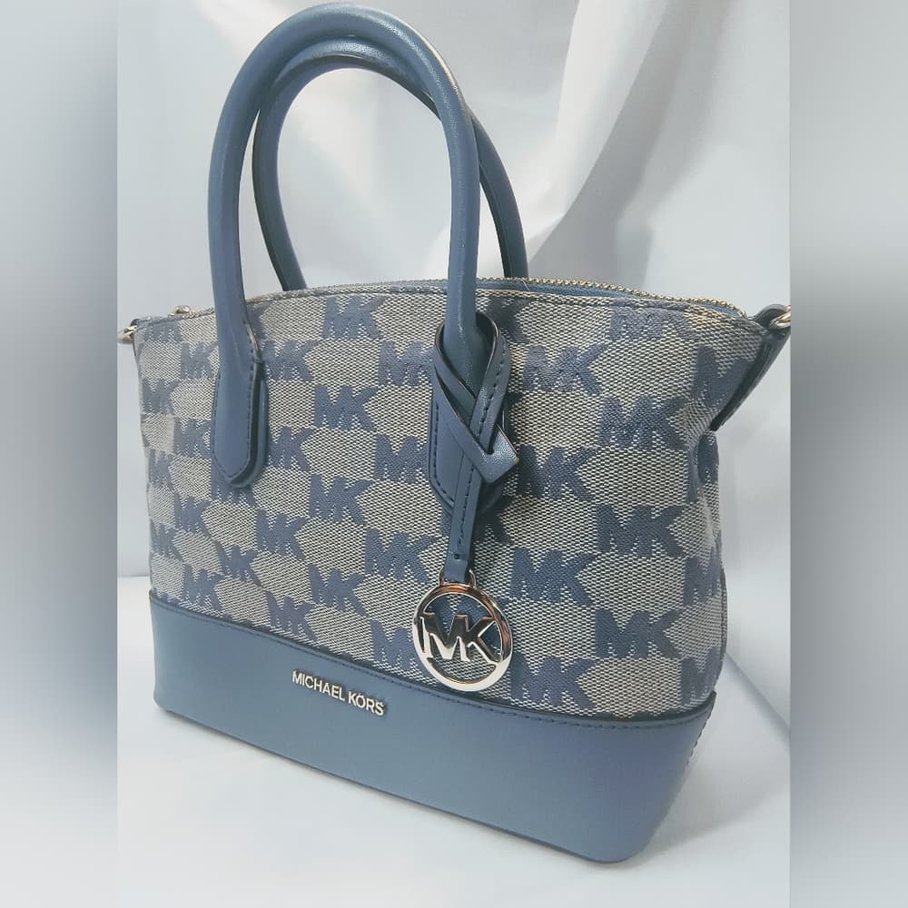 MICHAEL KORS Hyde Small Canvas & Leather Satchel / Crossbody in Denium Blue