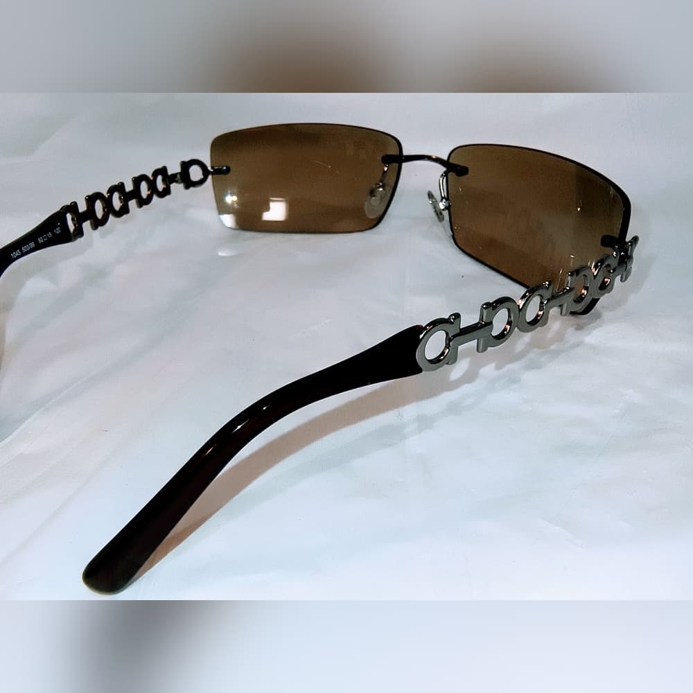 FERRAGAMO - Salvatore Ferragamo Brown Sunglasses with Muted Silver Frames & Case