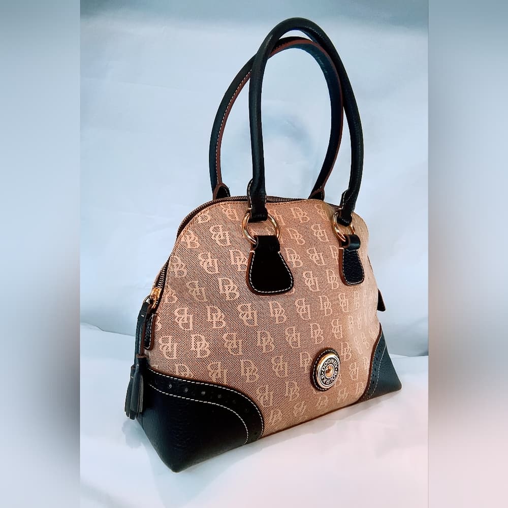 DOONEY & BOURKE Vintage (early 2000s) Signature DB Monogram Canvas Domed Satchel