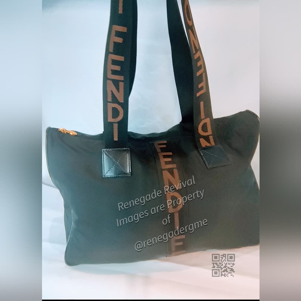 FENDI Vintage Black Nylon Tote Carryall