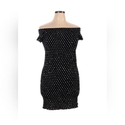 Topshop Stretchy Black and White Polka Dot Dress