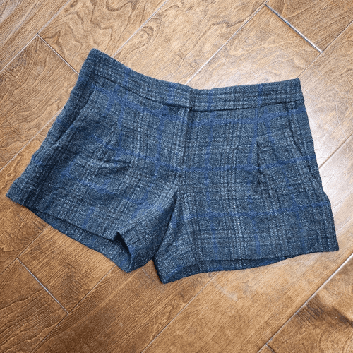 Theory Charcoal and Blue Alpaca Wool Blend Dress Shorts