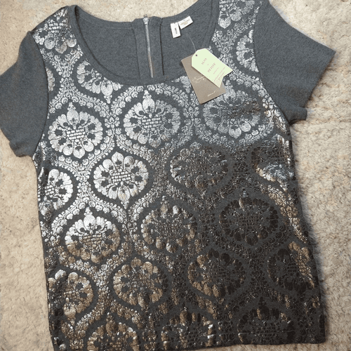 Grey and Silver Anthropologie Moth Knit top