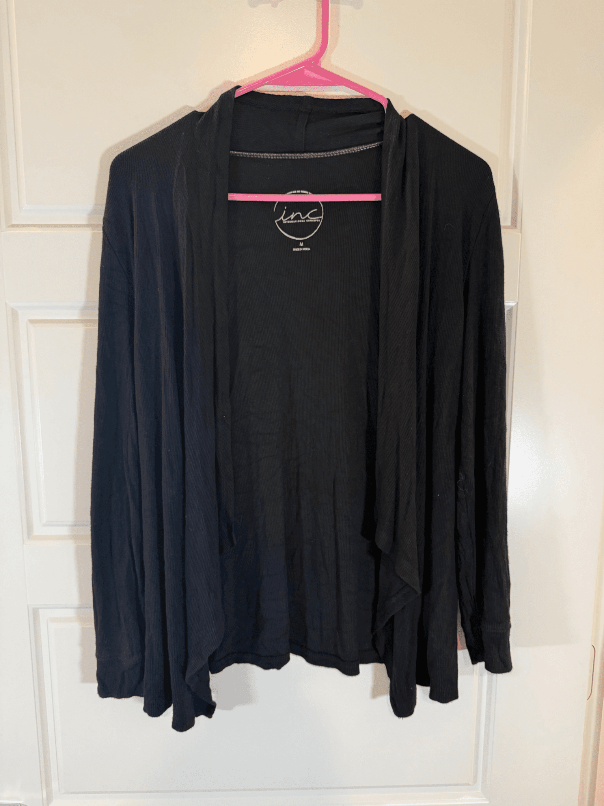 INC International Concepts Black Long Sleeve Top M