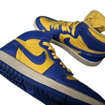 Air Jordan 1 High OG University Blue Yellow Leather Sneakers Size 2Y