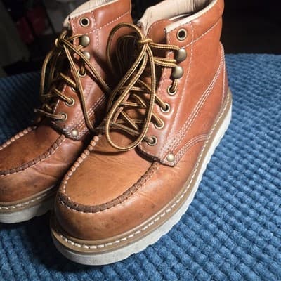 Golden Fox Moc Toe Wedge Genuine Leather Boots -Size: 6.5 Men Copper 6” 2020 US