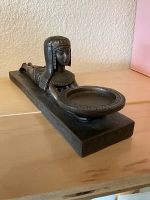 Vintage Antique Brass Cleopatra Queen of the Egypt Art Deco Incense Burner