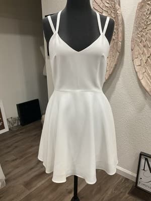 $148 French Connection Women's White Sleeveless Halter Whisper Mini Dress US 4
