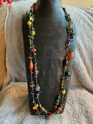 Vintage 1970’s Murano Glass Beaded 84” Necklace