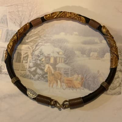 Vintage Alexis Kirk Avant-Garde / Bohemian Leather & Metal Choker