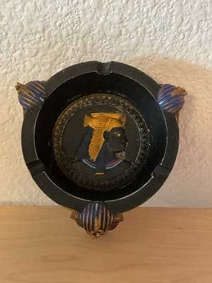 Vintage Art Deco Designed To Represent The Mask Of Pharaoh (King) Tut Ashtray