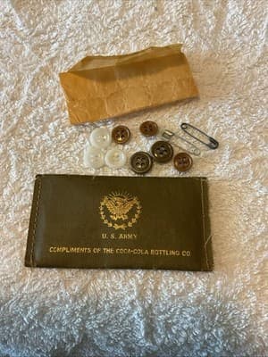 U.S. Army WWII Button/ Sewing Pouch Compliments Of Coca Cola Bottling Co.