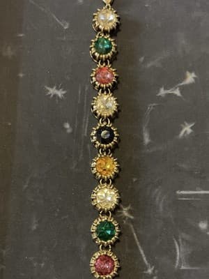 2001 Vintage Semi-precious Like Glass In steel Dipped In Gold Bracelet