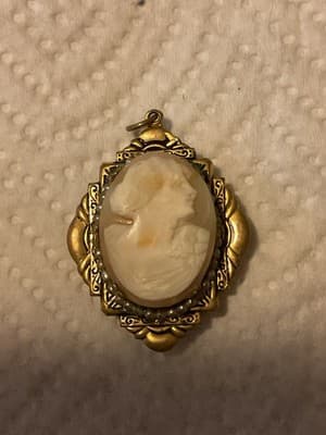 RARE Antique Gold Filled & Silver Beautiful Cameo Pendant