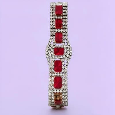 Husar D. Czech Garnets And White Rhinestones Vintage Bracelet 1920’s