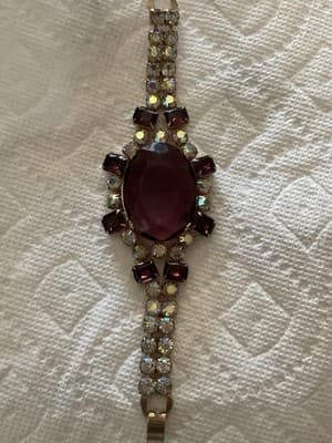 Beautiful vintage 1930’s Amethyst Czech Glass And Aurora Borealis Stone Bracelet