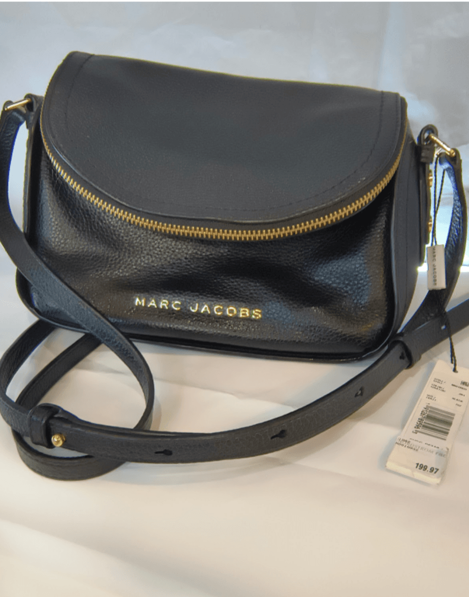 MARC JACOBS Black Pebbled Leather Mini Messenger Bag