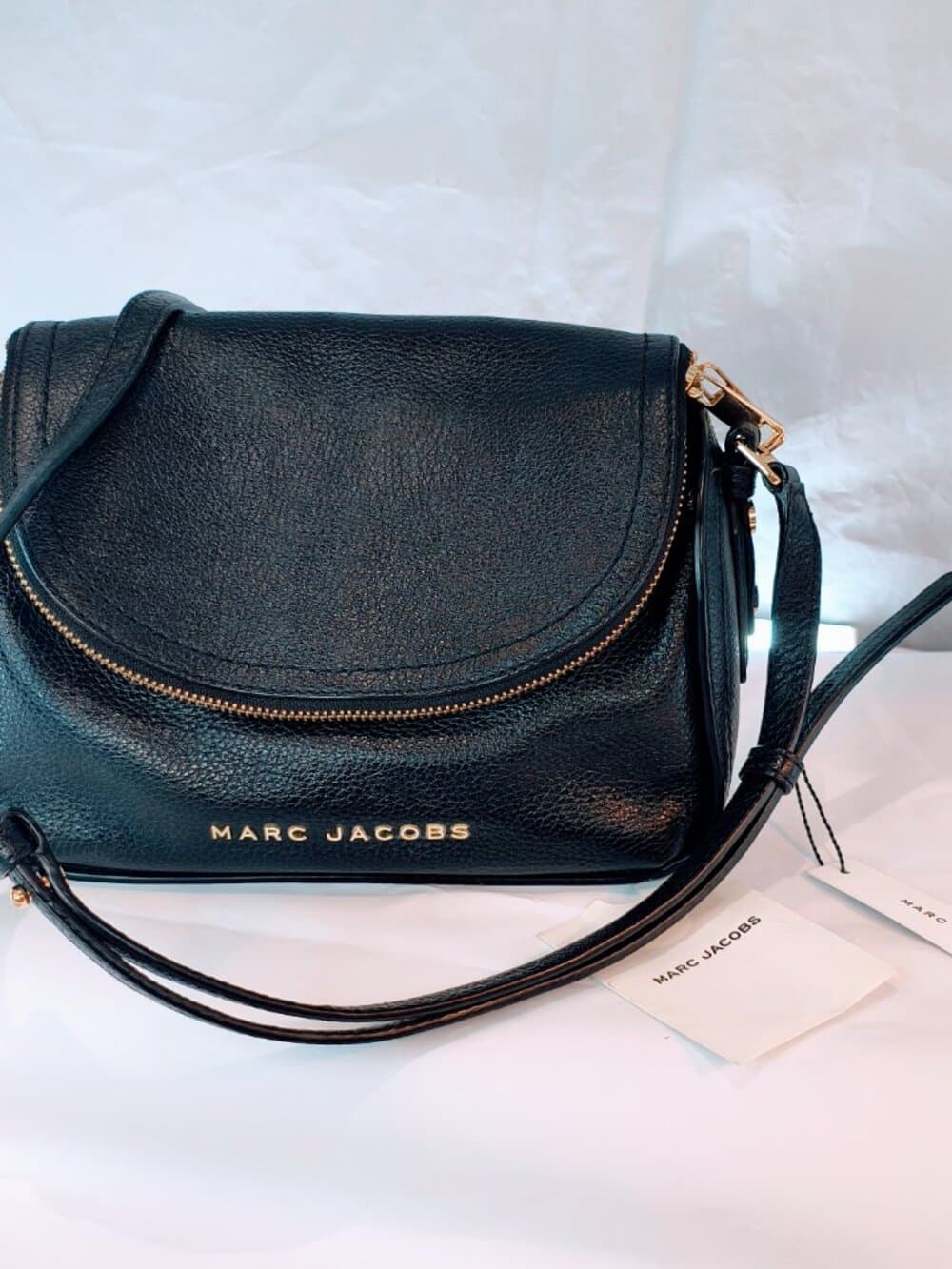 MARC JACOBS Black Pebbled Leather Mini Messenger Bag