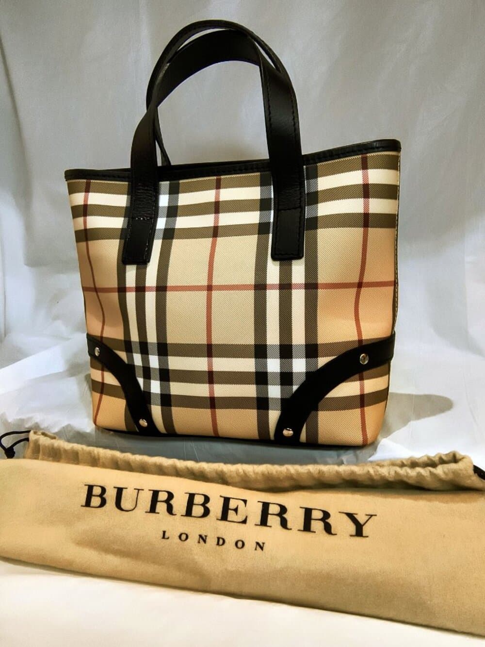 BURBERRY London Haymarket Check Small Tote Bag with Dust Bag