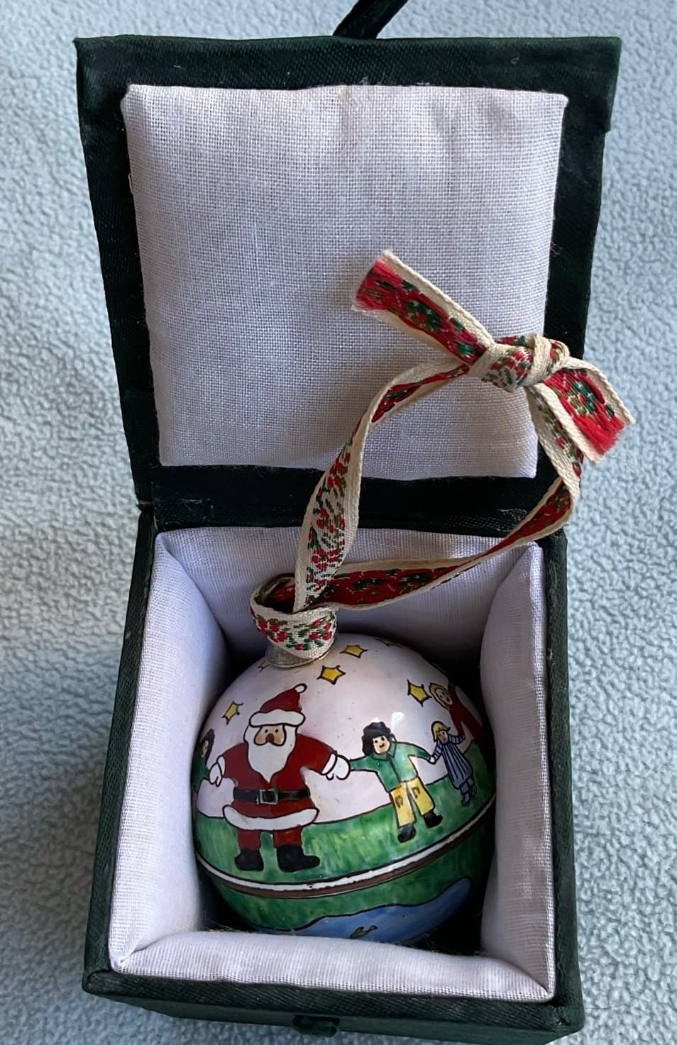 Christmas Metal Enamel Santa and Children Round Bell