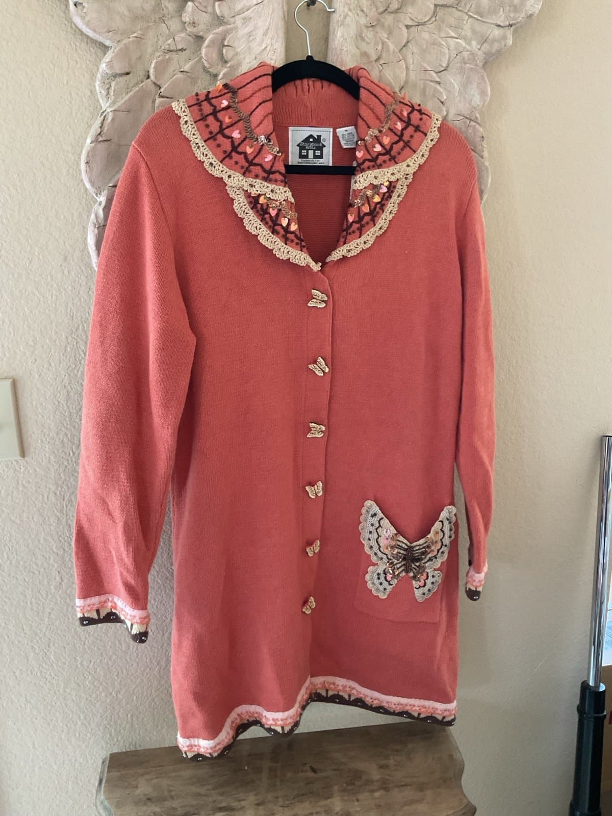 Beautiful Storybook Butterfly Cardigan Sweater Size M