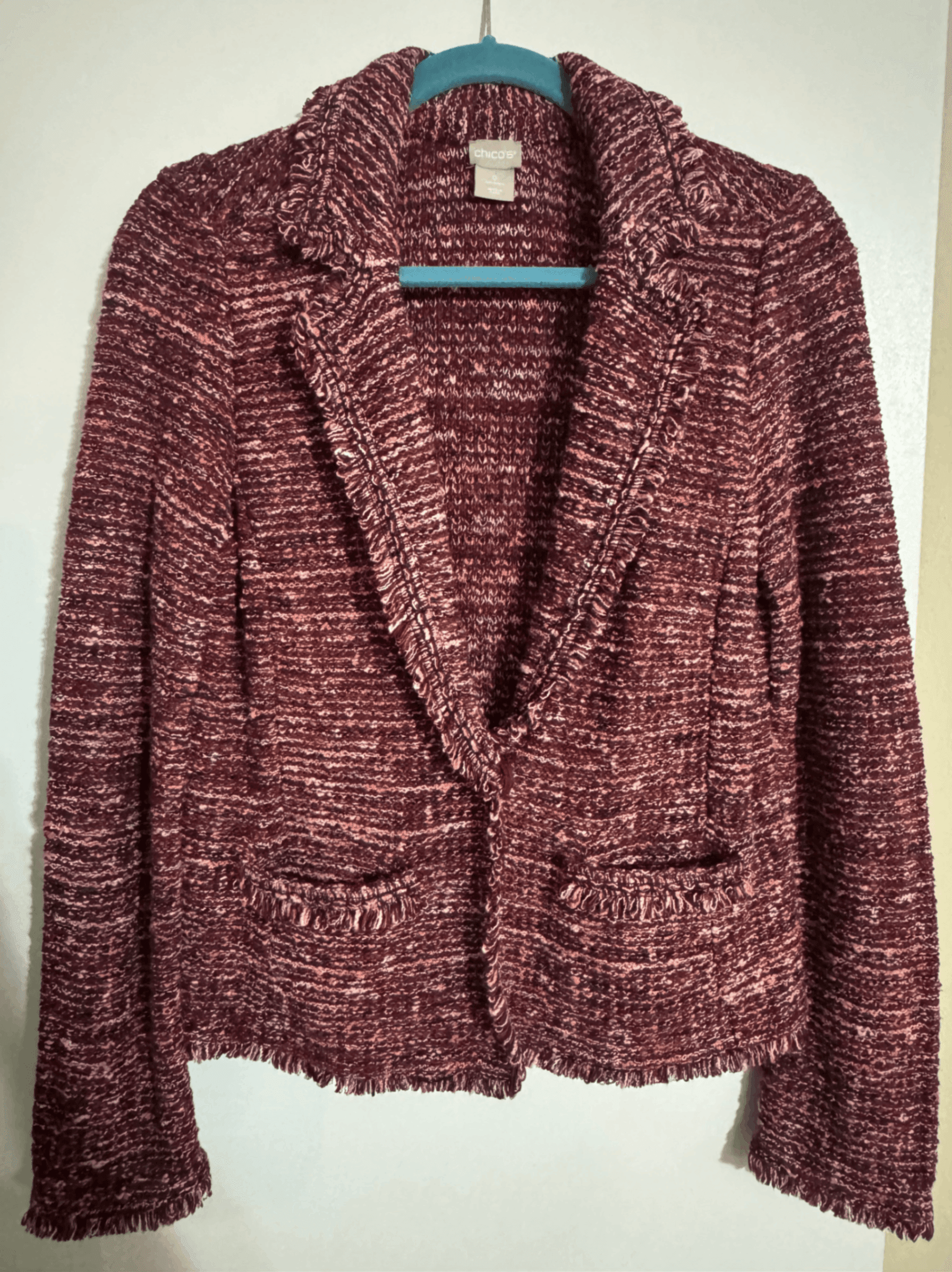 Chico's Women's Tweed Jacket US Size 6 Red Marled