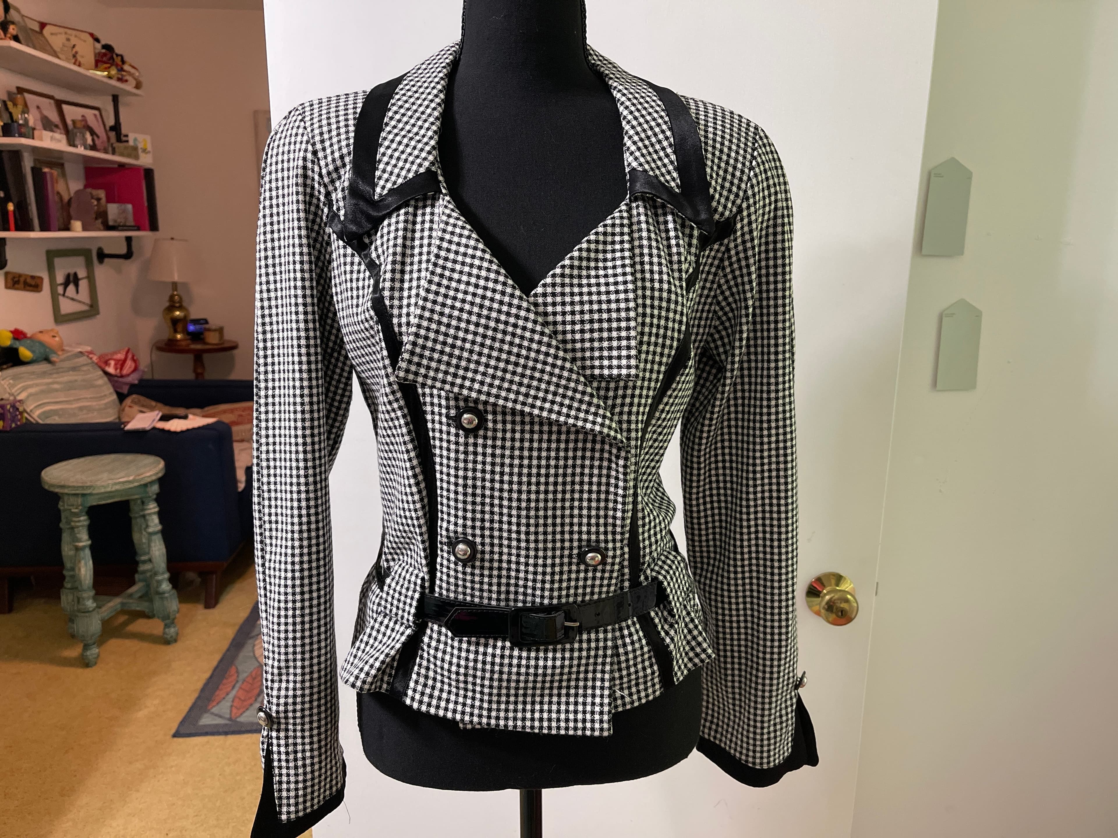 Capacity Unlimited Houndstooth Double-Breasted Blazer with Belt