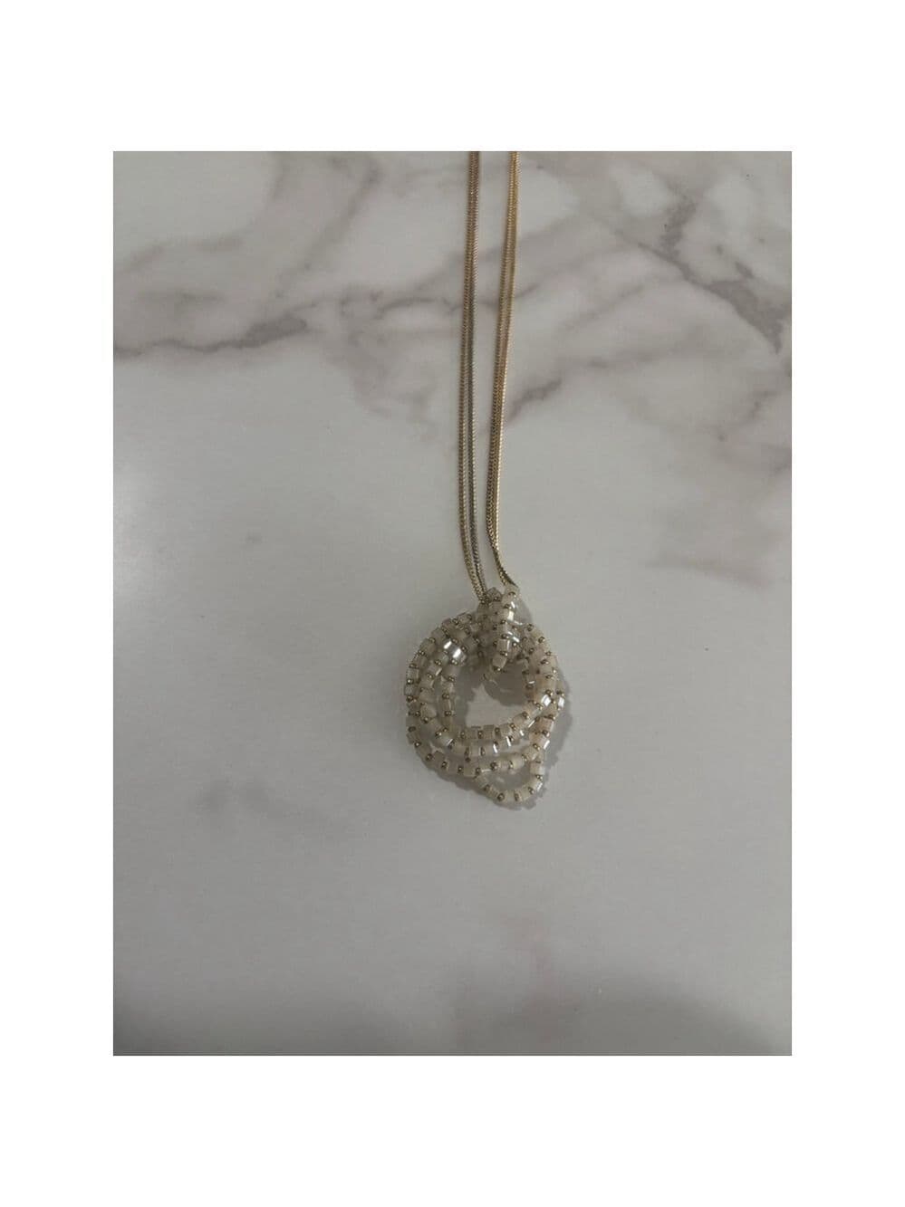 Liz Claiborne Silver tone 2 circle necklace