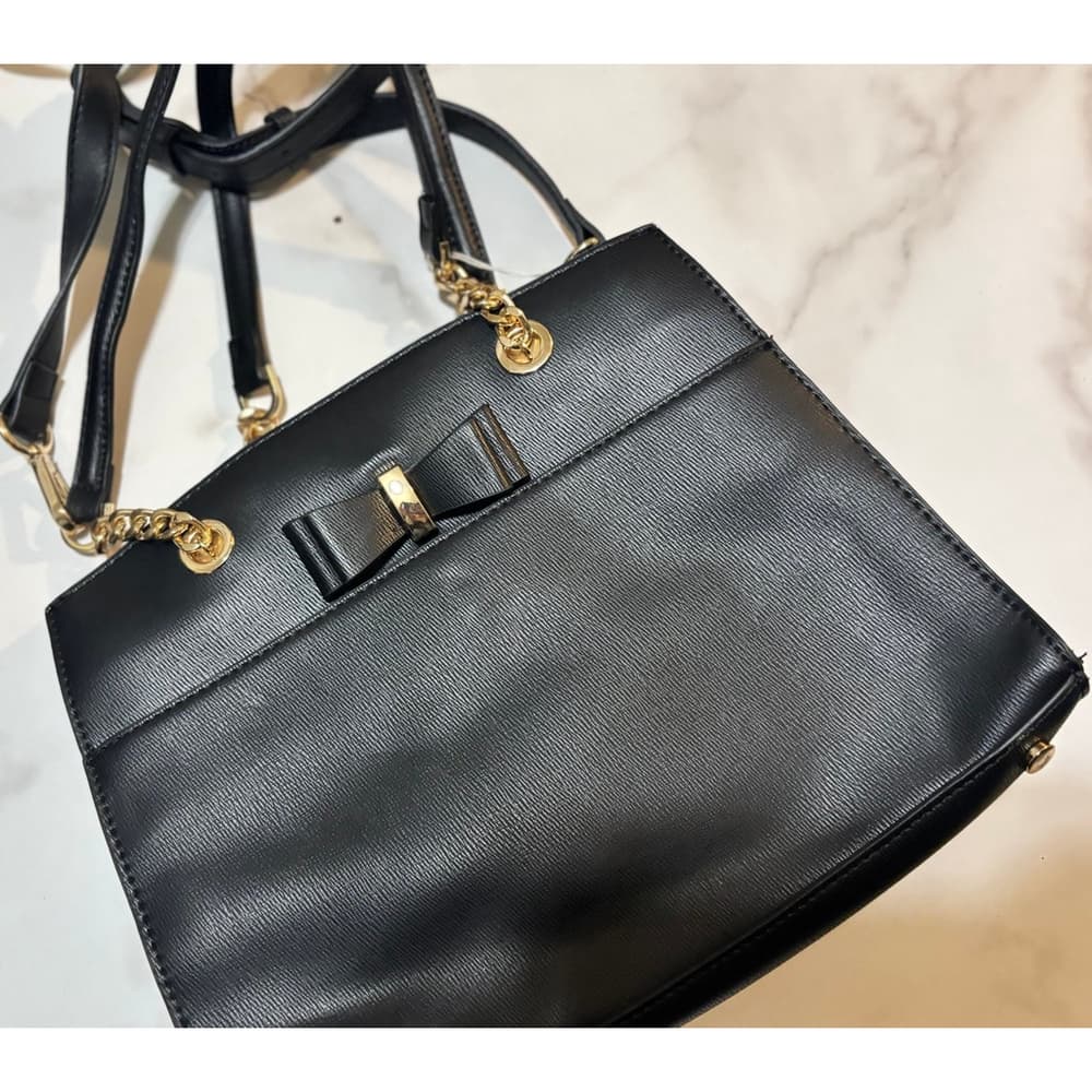 Miztique Vegan black Leather Satchel Bag with Bow