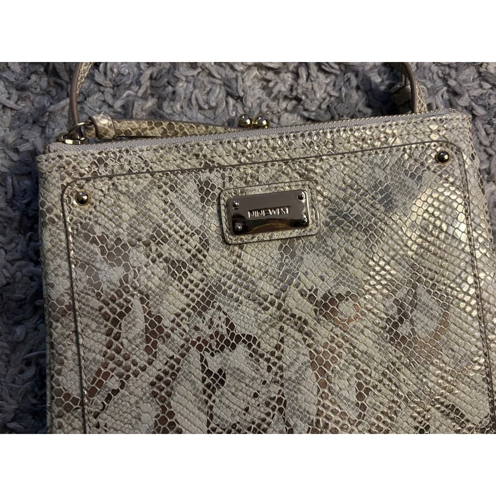 Nine West Faux Grey & White Snakeskin Crossbody Purse