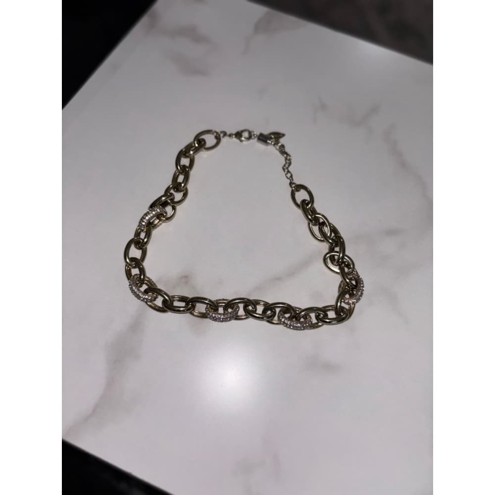 Coldwater Creek Goldtone Necklace Chunky Statement W/Rhinestone