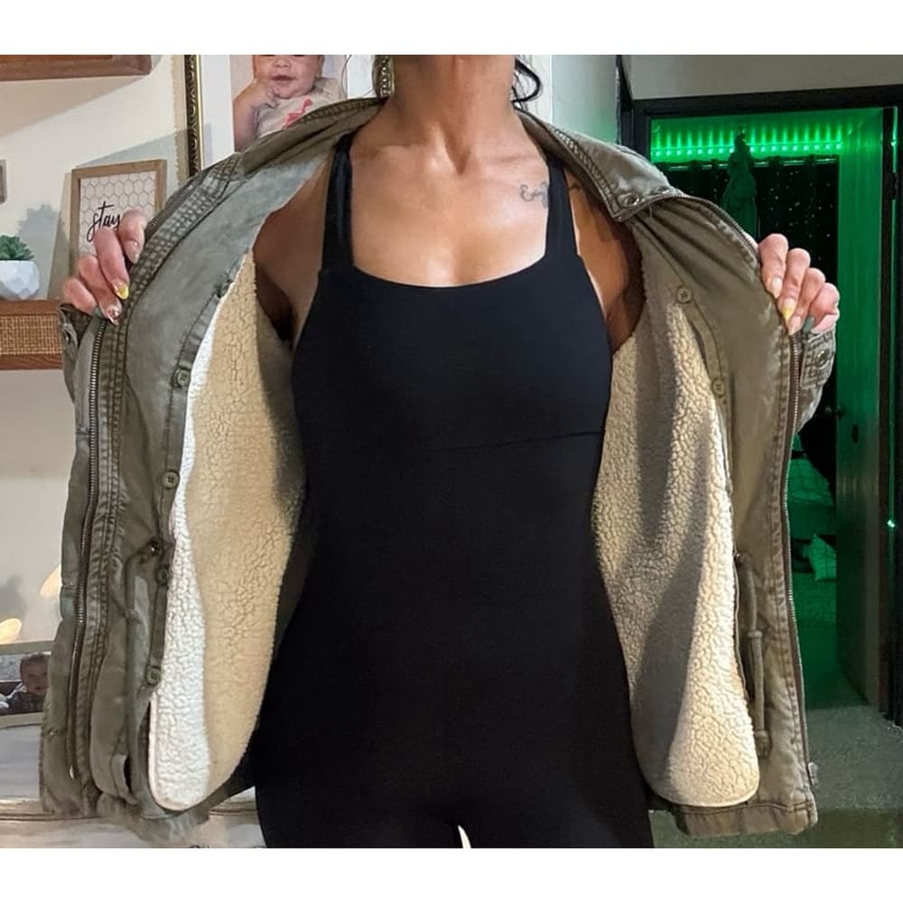 Max Mara army green jacket with Sherpa lining