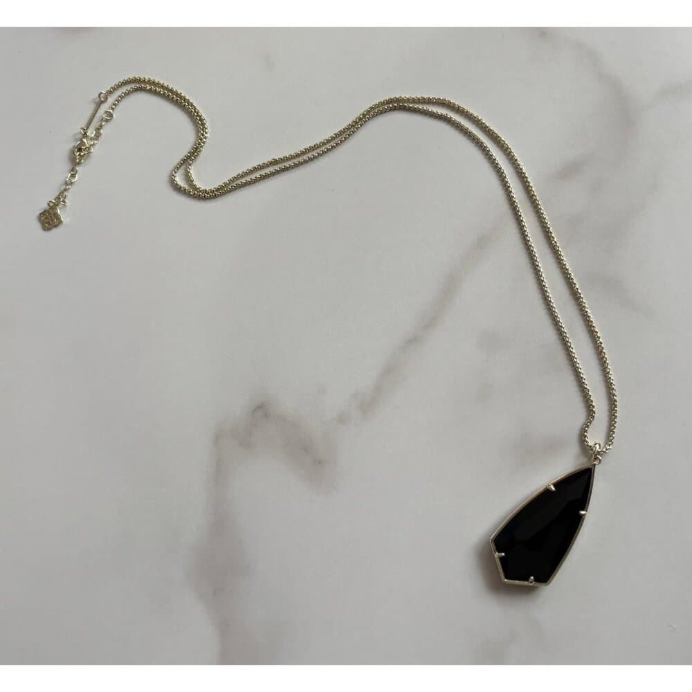 Kendra Scott Shaylee silver Gold Tone 30” Rope Necklace Black Arrow 1.5” Penda
