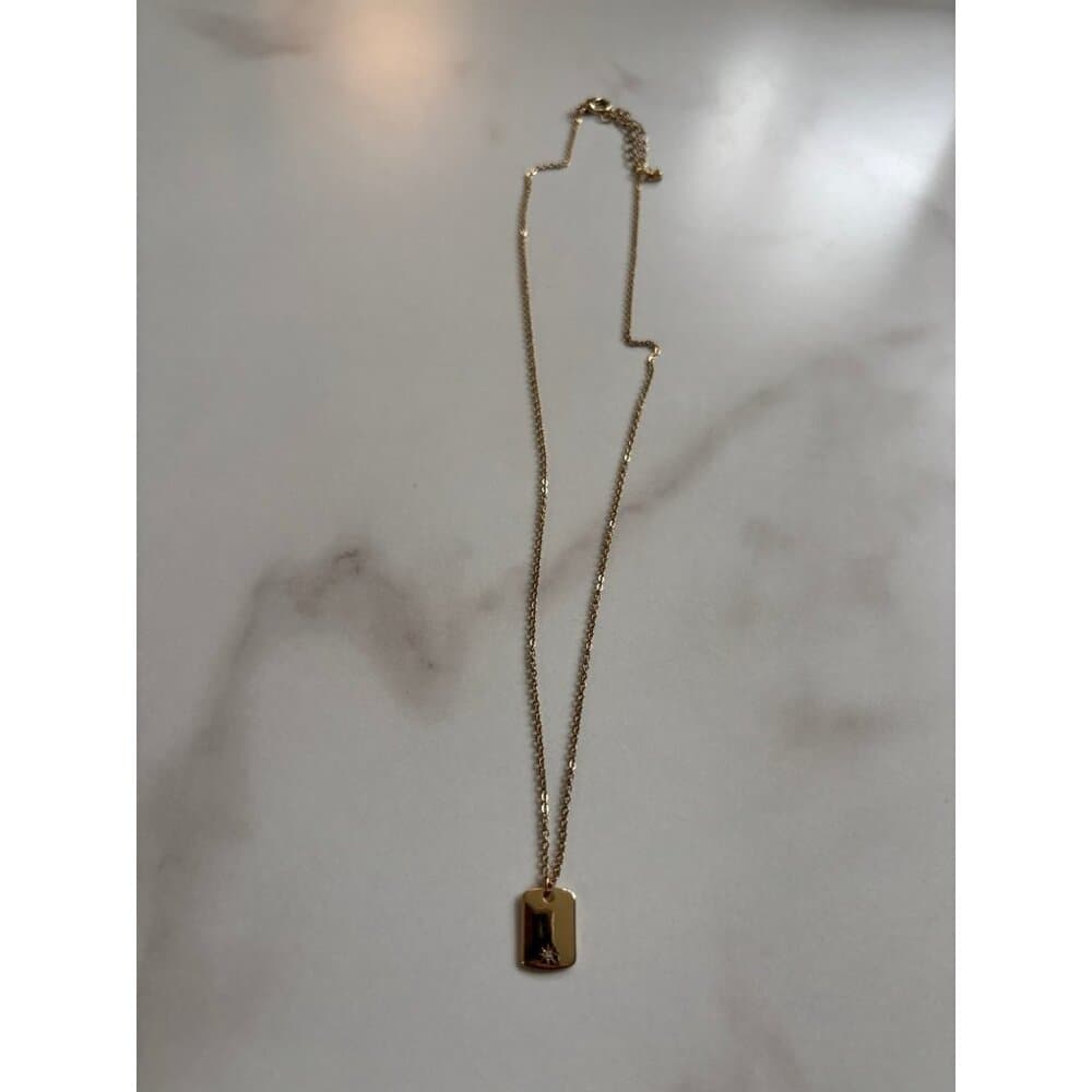 gold-toned dog tag pendant necklace