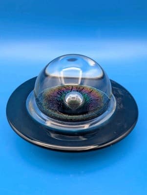 Vintage Signed 1988 Correia Art Glass Saturn Planet Paperweight - Dichroic