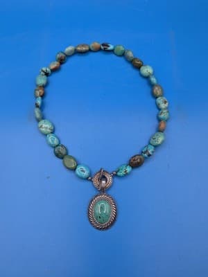 CAROLYN POLLACK RELIOS TURQUOISE STERLING SILVER NECKLACE WITH PENDANT SIGNED
