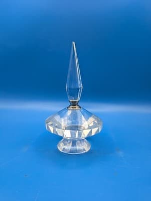 Elegant Faceted Crystal Diamond Cut Perfume Bottle w/Wand Dauber Beautiful Heavy