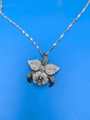 Nolan Miller Necklace Pave Orchid Pendant Vintage