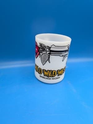 Vintage Mild Wild West Ormsby House & Casino Milk Glass Coffee Mug Cup