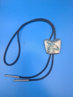 Vintage Bolo Tie (Turquoise and Silver) - Eagle Design