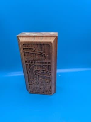 VTG LASER CUT 1970'S TRAIN ENGINE BOOKEND AMERICAN WALNUT WOOD Laser Craft