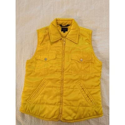 Tommy Jeans Full Zip Front Quilted Puffer Sleeveless Vest Yellow Size XS
