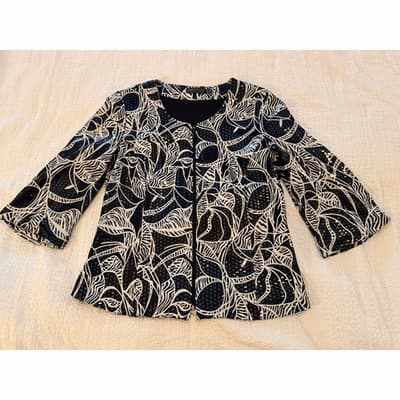 Picadilly Women’s 3/4 Sleeve Zip Up Career Dressy Jacket Black Size S/P NWOT