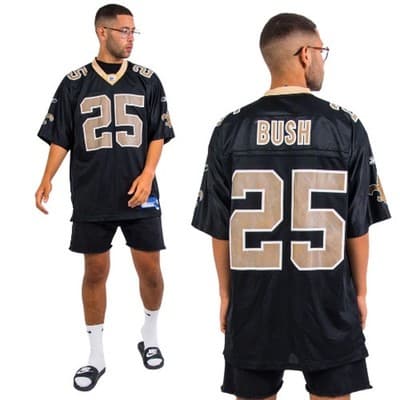 Vintage Reebok Men's New Orleans Saints Reggie Bush Jersey Top Black Size XXL