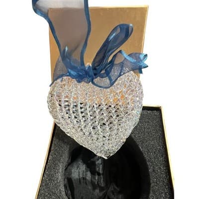 Glass Heart Christmas Ornament IOB