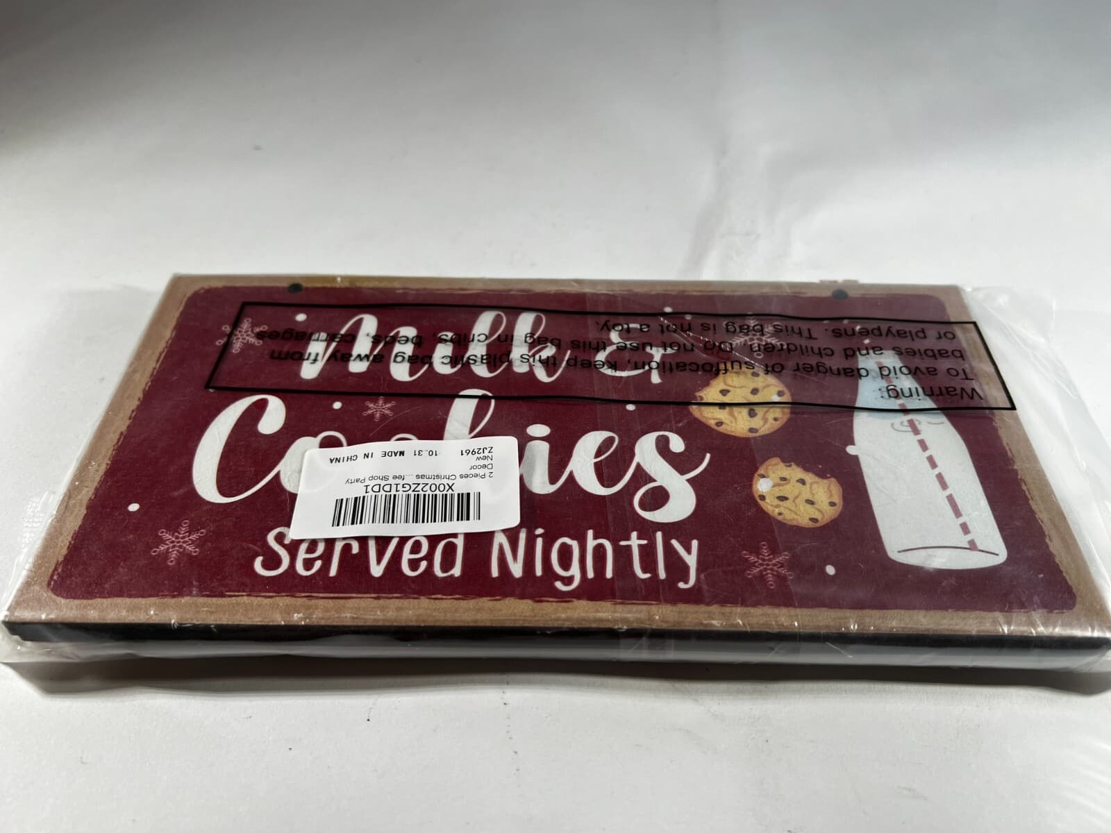Christmas Decor Wooden Signs Set of 2 Cookies Milk Served Nighty Eat Drink Merry
