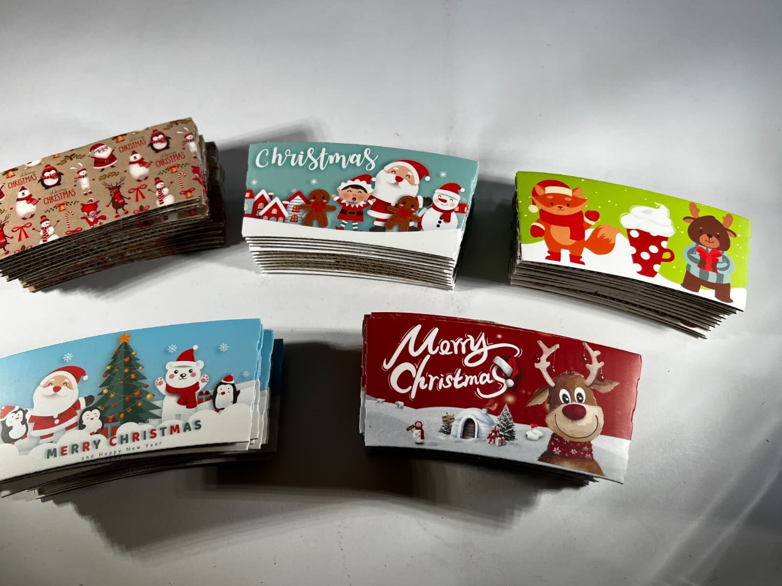 Holiday Christmas Party Coffee Cup Sleeves 60 Count Santa Reindeer Snowman NEW