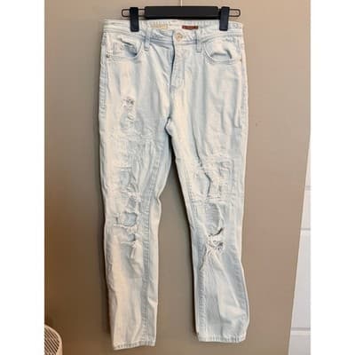 Pilcro Distressed Boyfriend Jeans Women’s Size 27 Light Wash Slim EUC