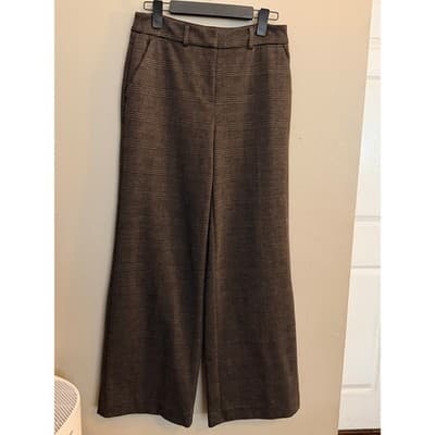 Simply Vera Wang Plaid Wide Leg Pants Women’s Size 6 Dress Slacks Brown EUC